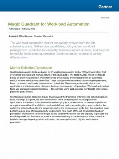 Analyst Report: Gartner Magic Quadrant for Workload Automation